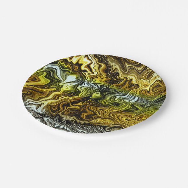 Assiettes En Carton Chrome Liquide Metallic Gold Cool Party (Angle)