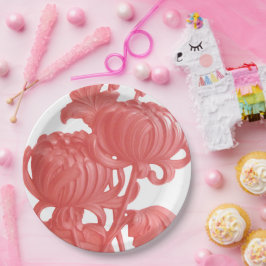 Assiettes En Carton Chrysanthème rose