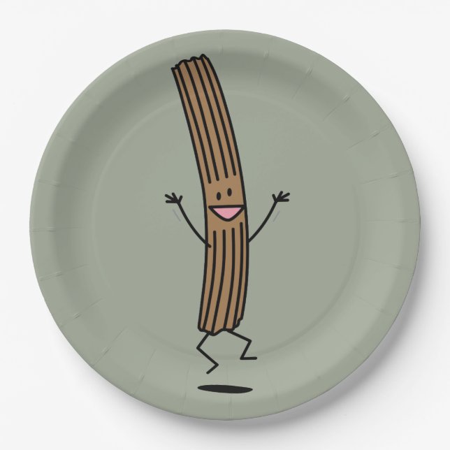 Assiettes En Carton Churro sautant encourageant (Devant)