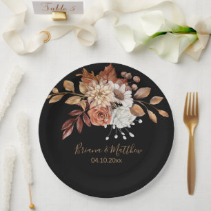 Assiettes En Carton Chute Bouquet Floral Plaques en papier Mariage noi
