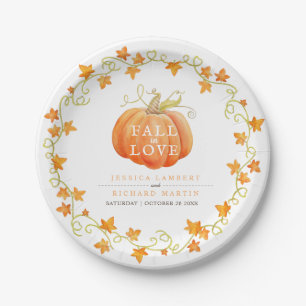 Assiettes En Carton Chute d'amour citrouille aquarelle art mariage