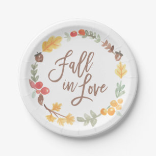 Assiettes En Carton Chute dans l'aquarelle d'automne d'amour