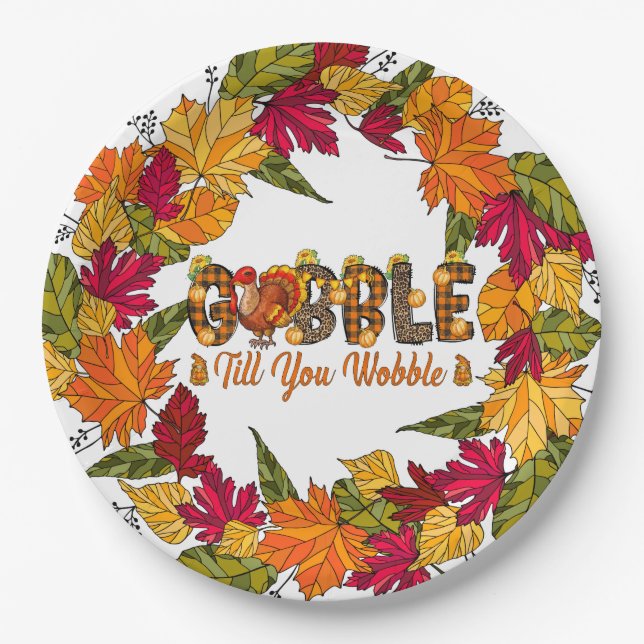 Assiettes En Carton Chute de Thanksgiving (Devant)
