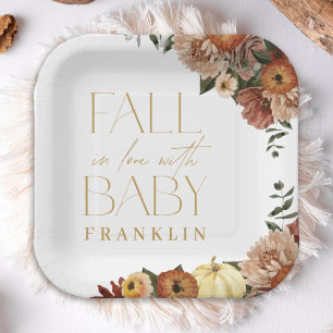 Assiettes En Carton Chute En Amour Chute Baby shower Floral