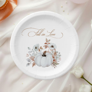 Assiettes En Carton Chute en amour Citrouille blanc