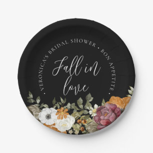 Assiettes En Carton Chute en amour Fête des mariées noire