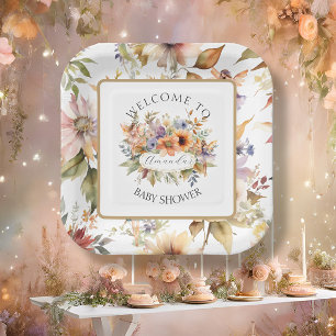 Assiettes En Carton Chute Fée Enchantée Floral Baby Girl Douche