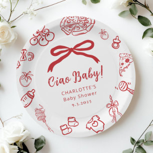 Assiettes En Carton Ciao Baby Pizza Ruban Fantaisiste Baby Shower