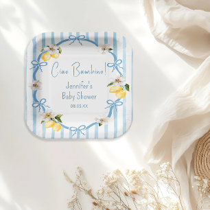 Assiettes En Carton Ciao Bambino Lemon Baby shower d'été italien