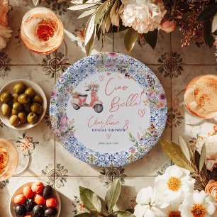 Assiettes En Carton Ciao Bella Scooter Italien Fleurs Mariage Shower