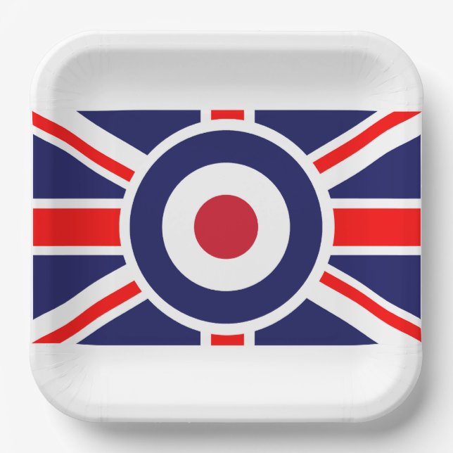 Assiettes En Carton Cible Union Jack Mods Angleterre (Recto)