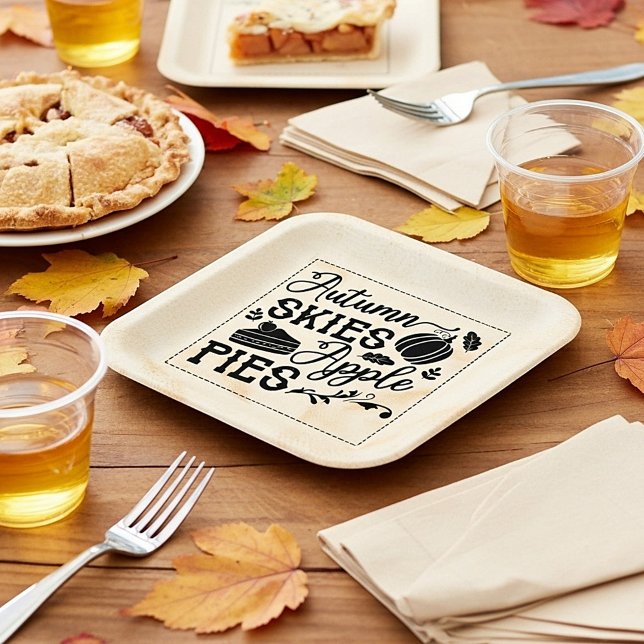 Assiettes En Carton Ciel d'automne pomme tartes à la farine look sac (Créateur téléchargé)