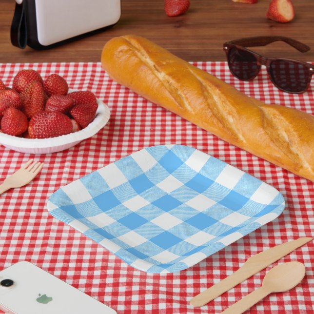 Assiettes En Carton Ciel d'été Slow-Living Check (Pique-nique)