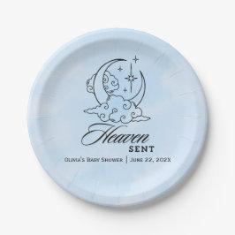 Assiettes En Carton Ciel envoyé Blue Moon Stars Baby shower