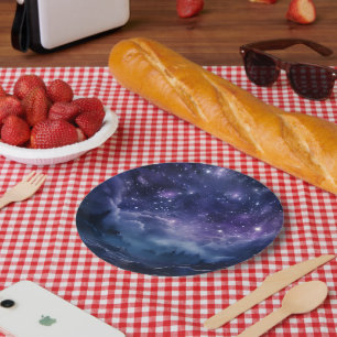 Assiettes En Carton Ciel nocturne de la forêt cosmique