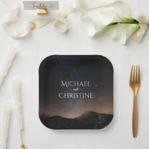 Assiettes En Carton Ciel nocturne mariage sous les étoiles