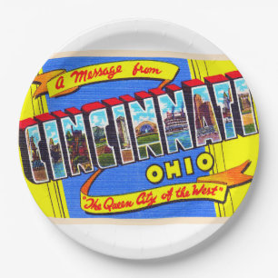 Assiettes En Carton Cincinnati Ohio OH Vintage grande lettre carte pos