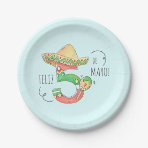 Assiettes En Carton Cinco de Mayo #5 à Sombrero, Maracas