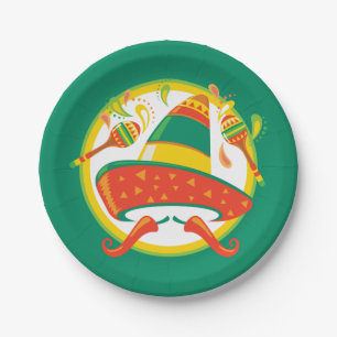Assiettes En Carton Cinco de Mayo Chili Peppers et Sombrero