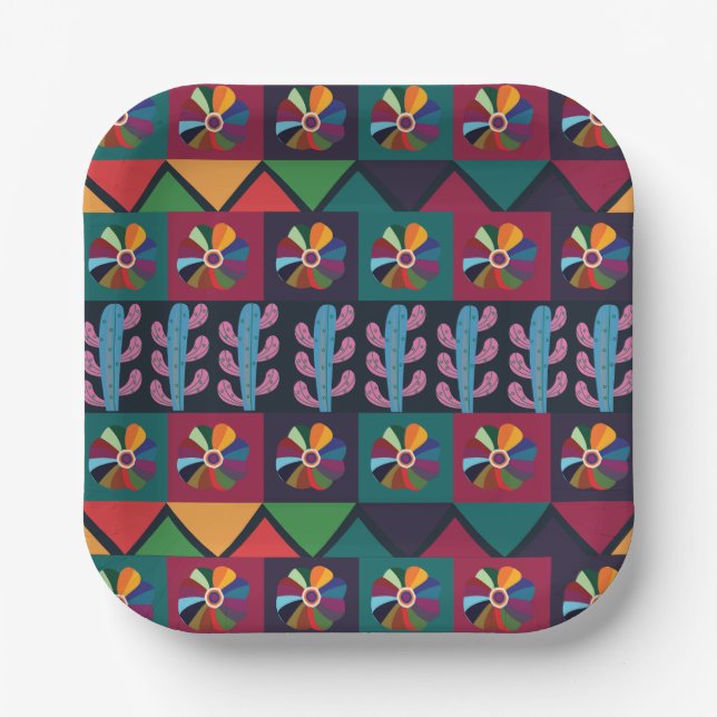 Assiettes En Carton Cinco De Mayo Parti Motif mexicain d'art (Recto)
