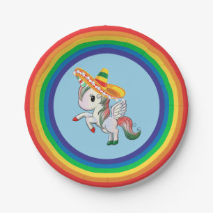 Assiettes En Carton Cinco de Mayo Unicorn Pegasus Rainbow