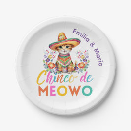 Assiettes En Carton Cinco De Meowo Cute Cat Fiesta