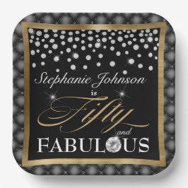 Assiettes En Carton Cinquante et fabuleux 50e anniversaire Black Gold 