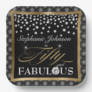 Assiettes En Carton Cinquante et fabuleux 50e anniversaire Black Gold 