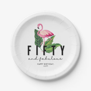 Assiettes En Carton Cinquante et fabuleux Flamant rose 50e fête d'ann