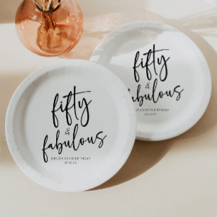 Assiettes En Carton Cinquante et fabuleux Minimal 50e fête d'anniversa