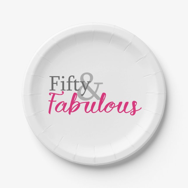 Assiettes En Carton Cinquante et fabuleux Plaques papier fête d'annive (Devant)