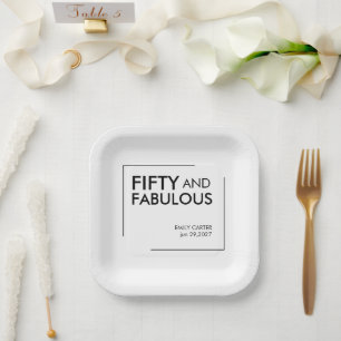 Assiettes En Carton Cinquante et Fantastique Moderne 50e Anniversaire
