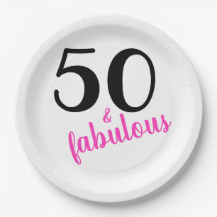 Assiettes En Carton Cinquante roses et fabuleuse fête d'anniversaire
