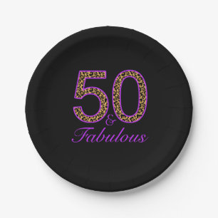 Assiettes En Carton Cinquantième anniversaire noir pourpre fabuleux d