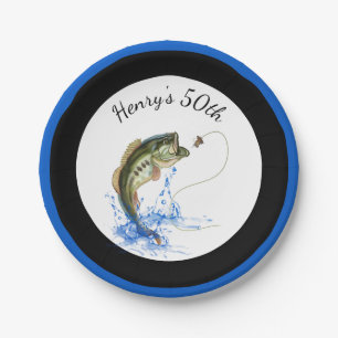Assiettes En Carton Cinquantième fête d'anniversaire de pêche au ba