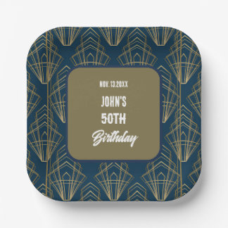 Assiettes En Carton Cinquantième Lettre Moderne Élégante Anniversaire
