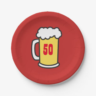 Assiettes En Carton cinquantième Plats de bière de fête d'anniversa