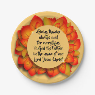 Assiettes En Carton Citation Bible Thanksgiving Autumn Leaf Small