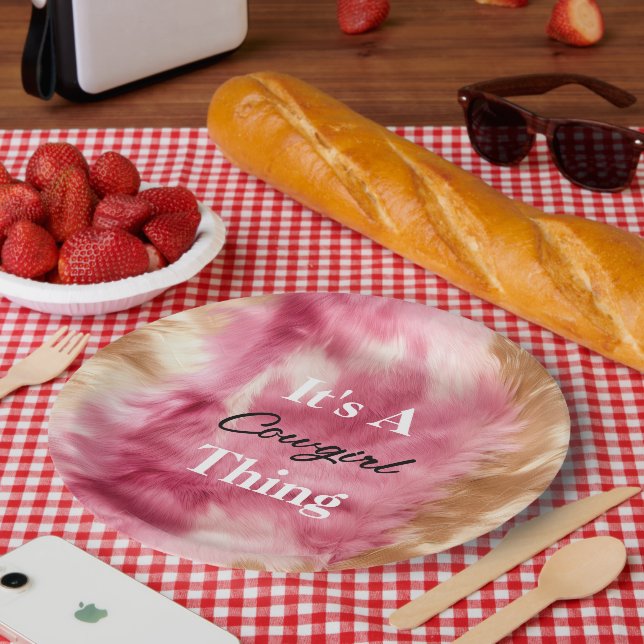 Assiettes En Carton Citation de fille rose crème Brown (Pique-nique)
