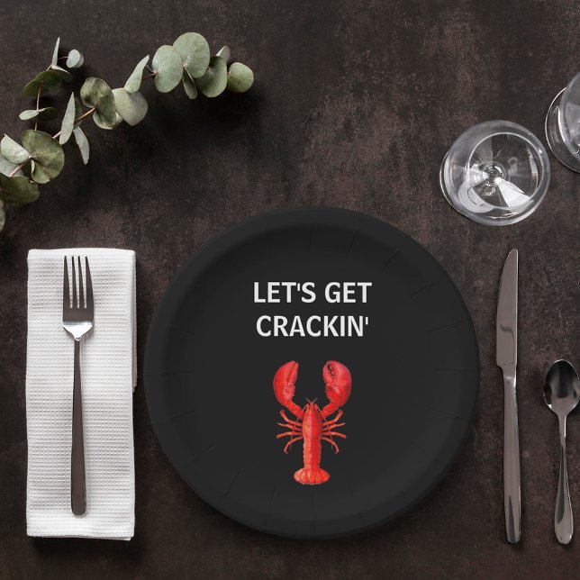 Assiettes En Carton Citation de la fête du homard rouge noir (Créateur téléchargé)