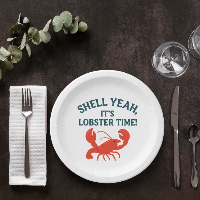 Assiettes En Carton Citation de la fête du homard rouge rétro (Créateur téléchargé)