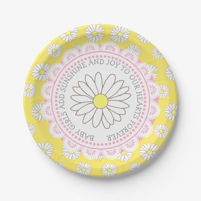 Assiettes En Carton Citation de la fille de bébé Baby shower à thème m (Devant)