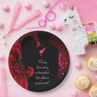 Assiettes En Carton Citation d'histoire d'amour baiser amant arrière-p