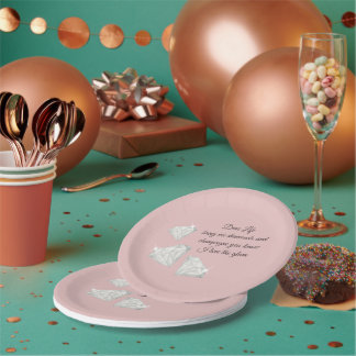 Assiettes En Carton Citation Diamants & Champagne – Édition Cher La Vi