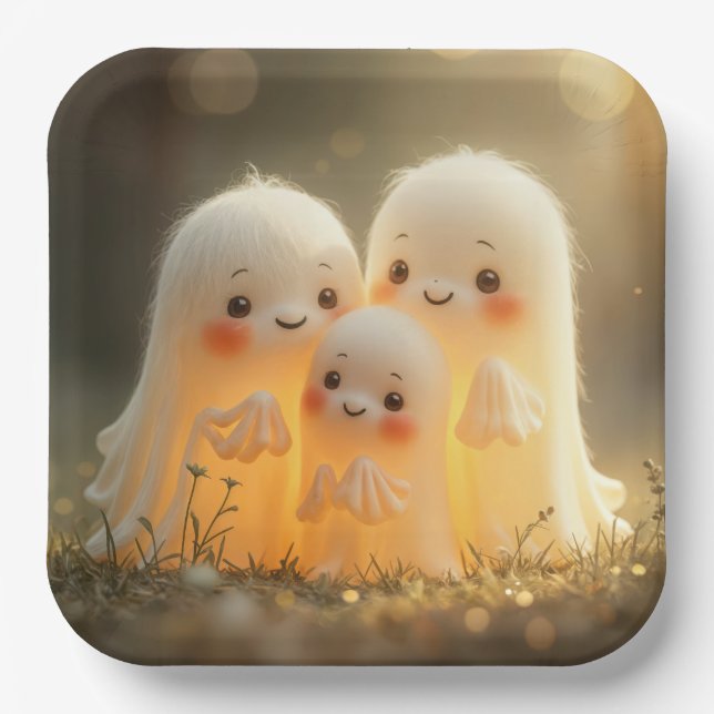 Assiettes En Carton Cités fantômes d'Halloween (Recto)