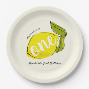 Assiettes En Carton Citron 1er anniversaire Plaque de papier jaune cla