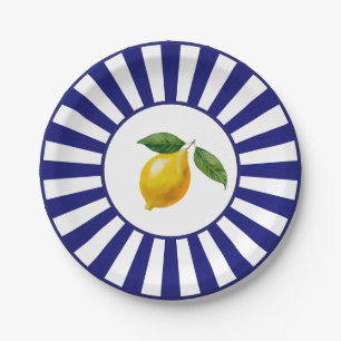 Assiettes En Carton Citron aquarelle coup de soleil gras Italien