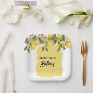Assiettes En Carton Citron botanique Anniversaire d'été