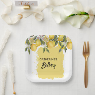 Assiettes En Carton Citron botanique Anniversaire d'été