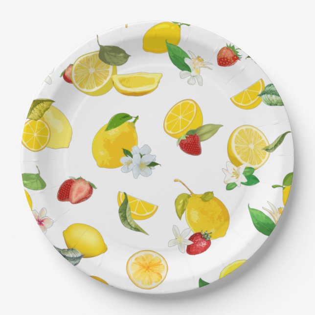 Assiettes En Carton Citron et fraise 2 (Devant)